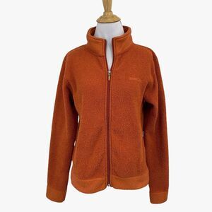 Straight Down Sweater Women S Small Terracotta Full Zip Terry Fleece Long Sleeve